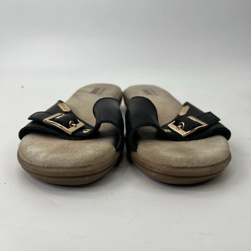 Vintage GH Bass Sunjuns Sandals Women Size 9 Black Classic Leather Comfort